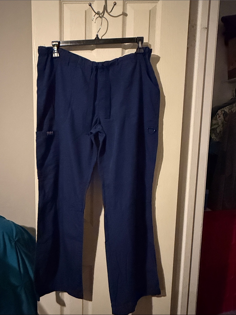 #350 Cherokee Men's Navy Cargo Scrub Pants with Tool Pockets